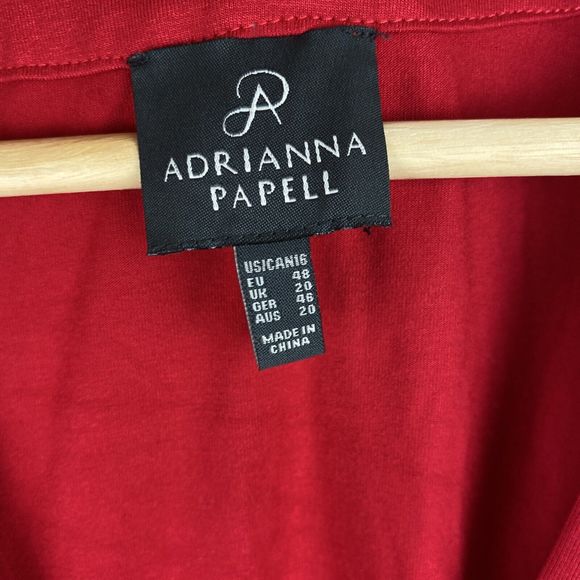 ADRIANNA PAPELL Women’s JERSEY DRESS Morcan Ruby Faux Wrap Dress Red Sz 16 - Picture 2 of 11